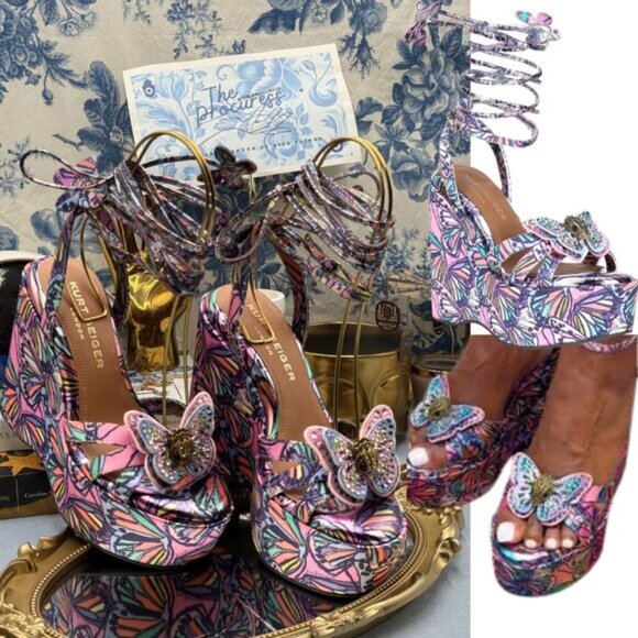 Kurt Geiger Shoes - 🆕 KURT GEIGER LONDON 🧿 NWOB Butterfly Wedge Heel with Ties, Sz 37 US 7